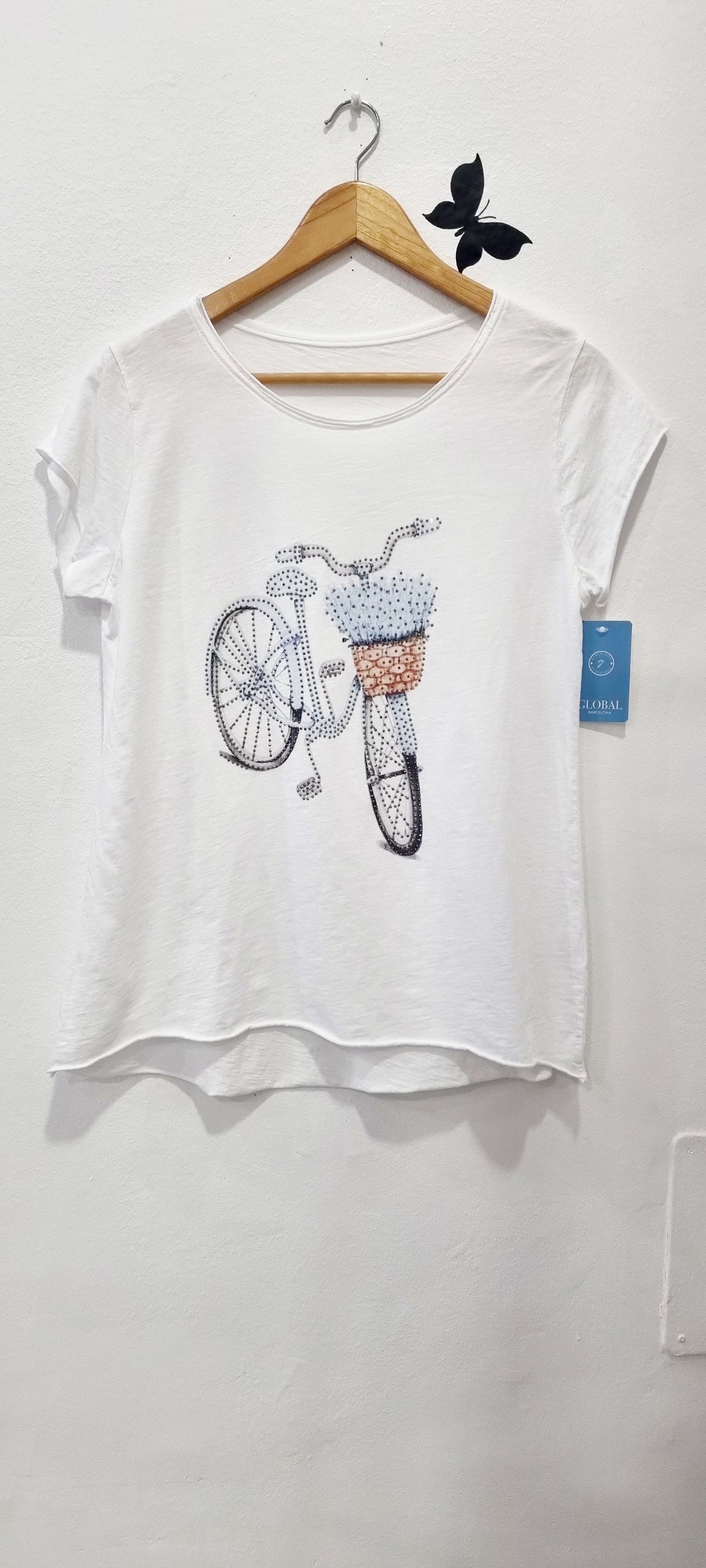 Camiseta Strass Manga Corta