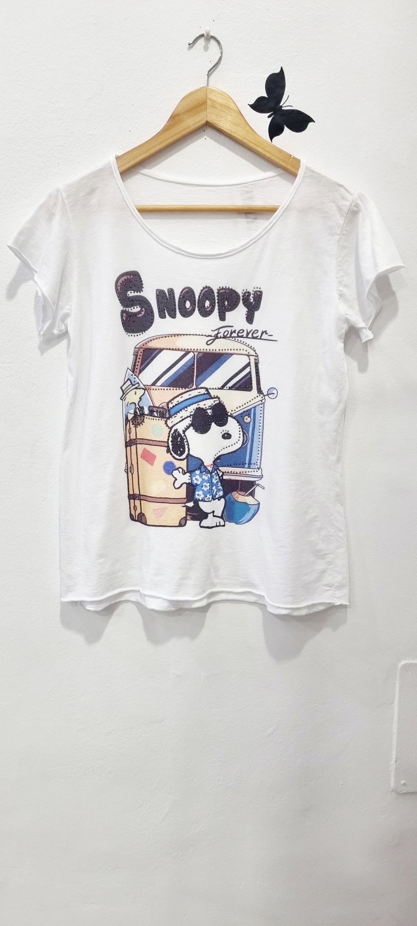 Camiseta Strass Manga Corta